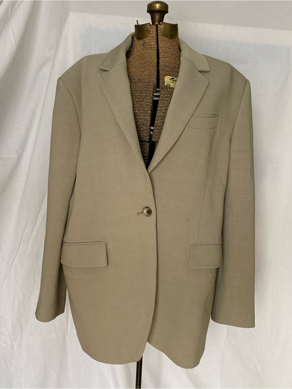 H&M Beige/Taupe Wool-Blend Blazer